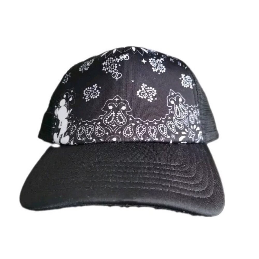 Neff x Disney Mickey Bandana Trucker Hat Snapback Black White RARE, New w/‎ Tags
